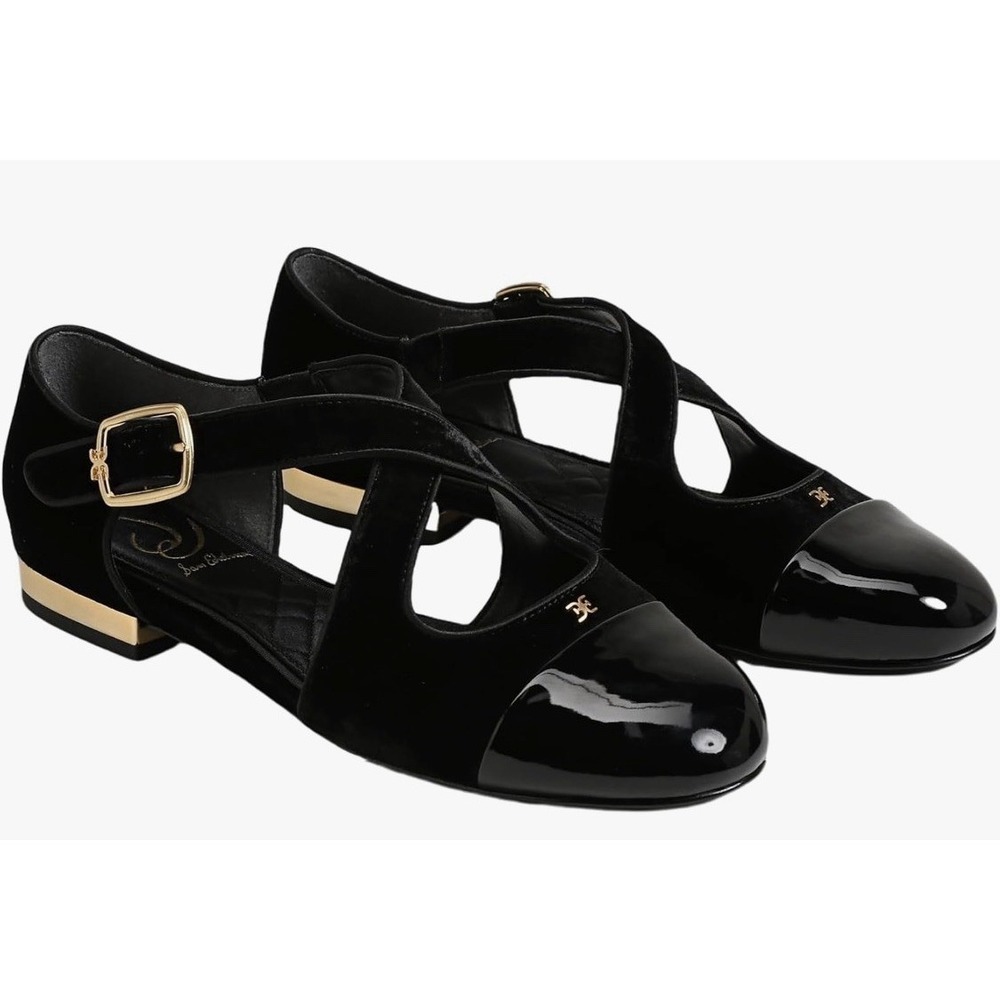 Sam Edelman Roxie Cap Toe Mary Jane Flat Shoes Women's Black Size 5 Patent